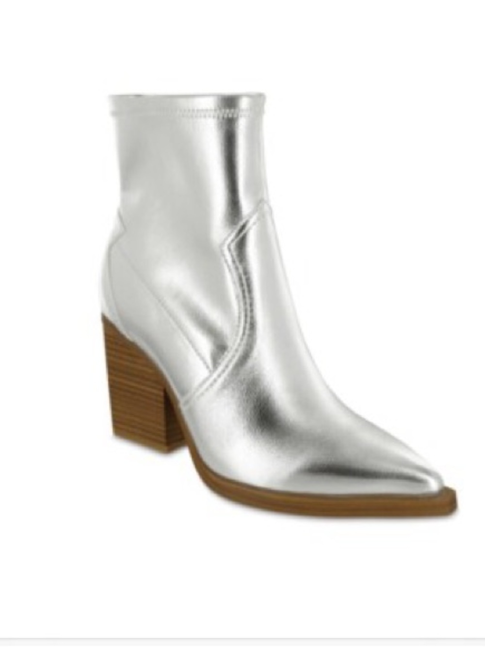 MIA Women’s Cowboy Metallic Silver Heel Western Concert Festival Ankle Boots 8.5